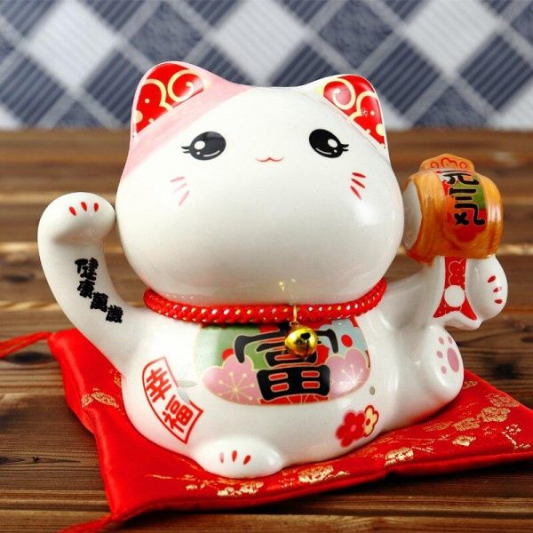 Japanese 6 inch Maneki Neko Ceramic Lucky Cat Home Decoration Desktop Ornament Fortune Cat Money Box Fengshui Craft Gifts Japanstreet 1610540108