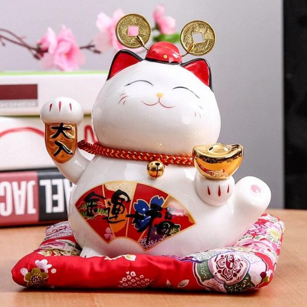 Maneki Neko Ceramic Lucky Cat Home Decor Porcelain Ornaments Business Gifts Fortune Cat Money Box Fengshui Craft Lucky Cat Japanstreet 1610293842