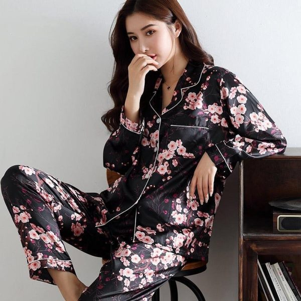 Pyjama Japonais Femme br En Soie Noir Japanstreet 1603303722